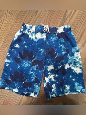 Tommy Bahama Boys Swim Trunks Size 8 Blue White Drawstring Beach Shorts